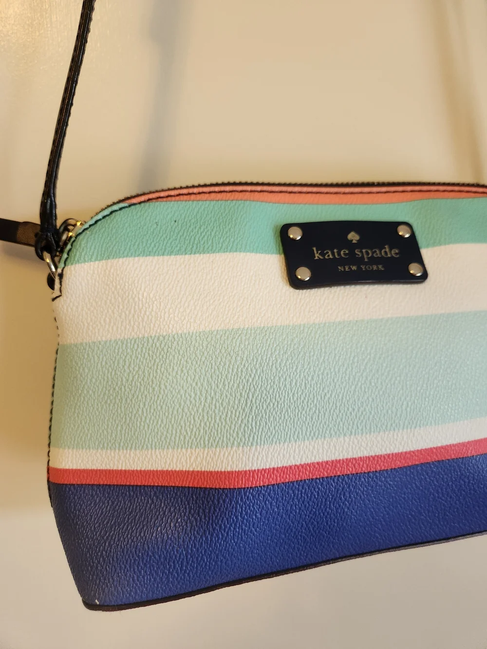 Kate Spade Striped Crossbody Bag in Mint, Navy & Coral